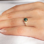 Round Green Sapphire Engagement Ring with Scattered Diamonds