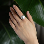 Silver Bloom Full Moon Ring