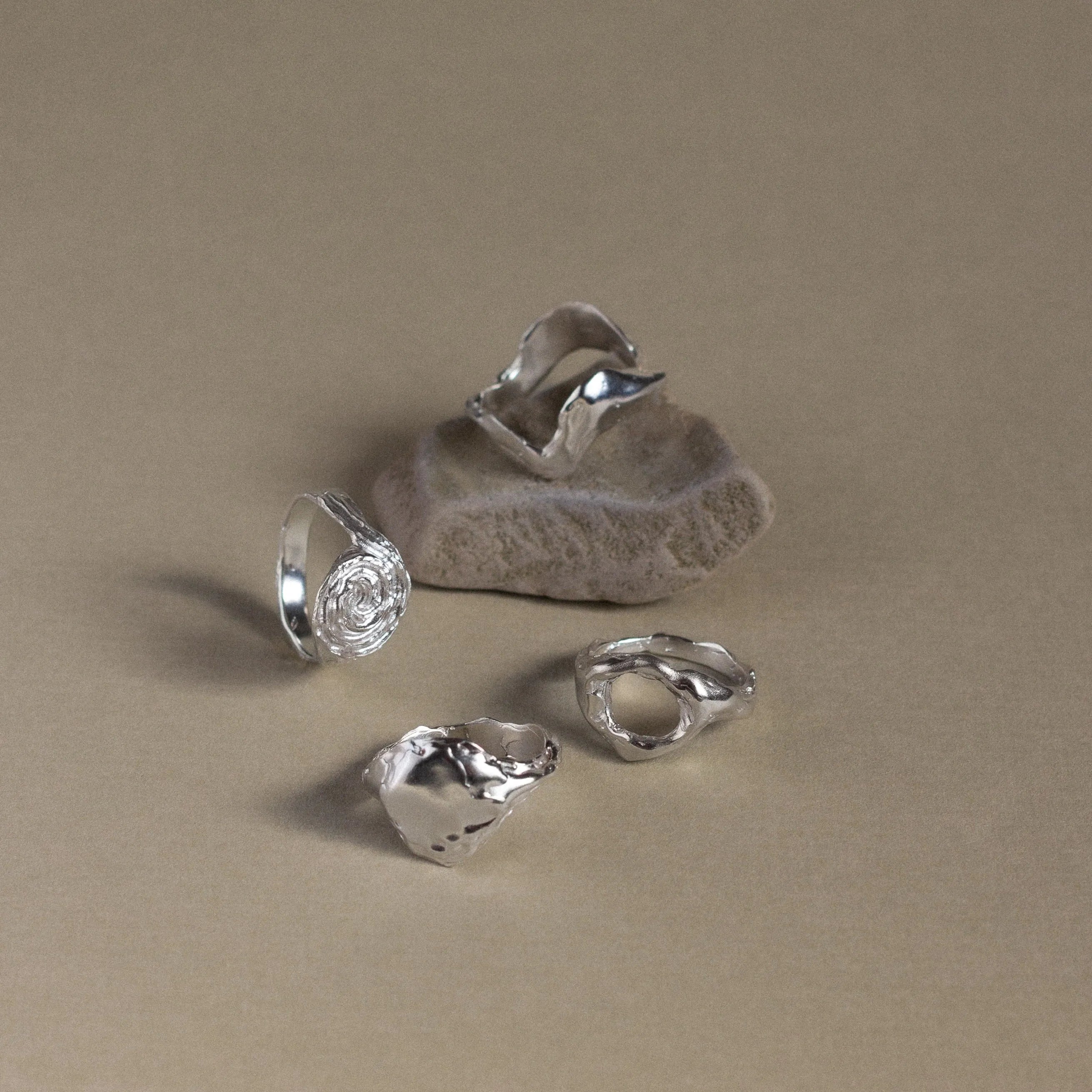 Silver Bloom Organic Circle Ring