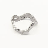 Silver Bloom Wave Ring