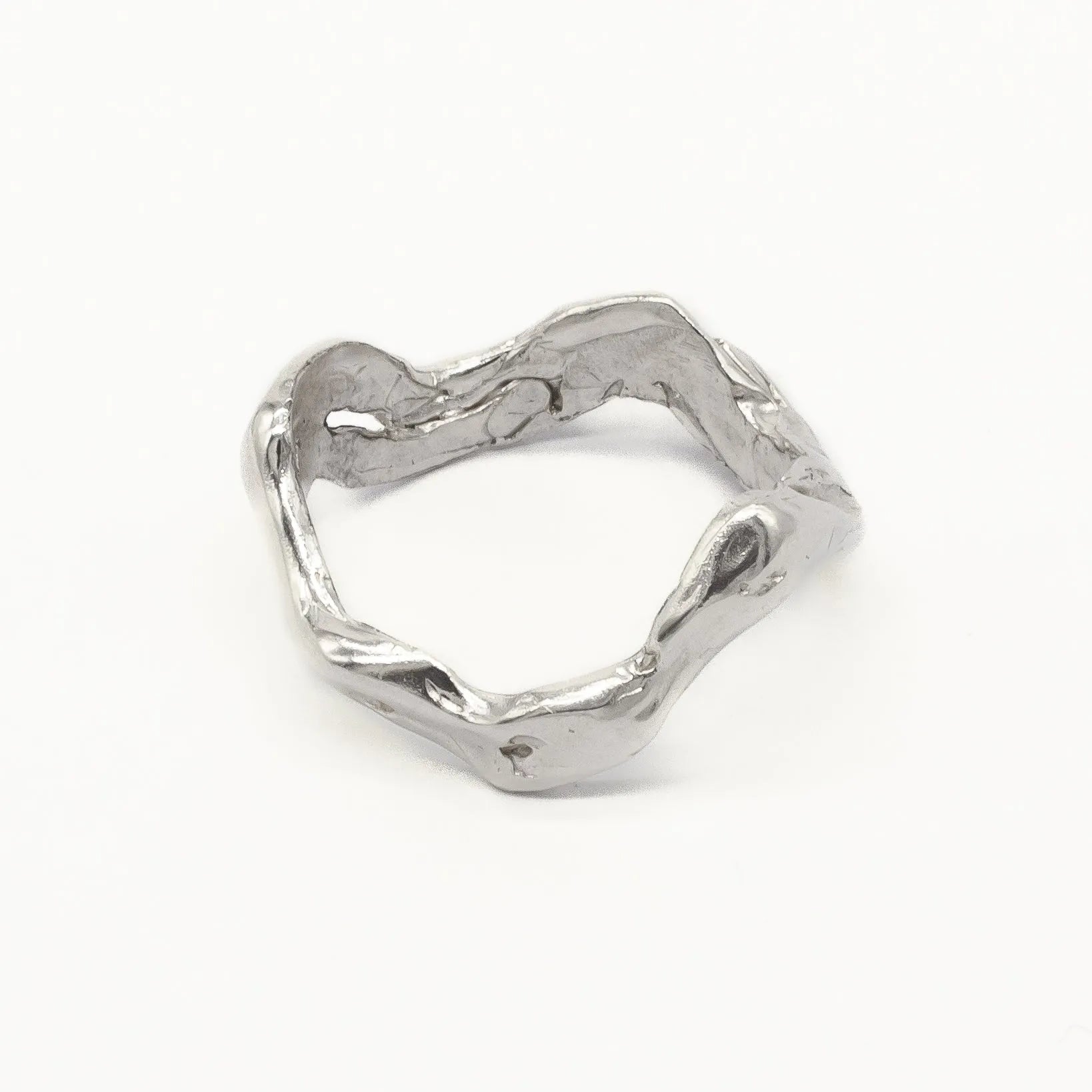 Silver Bloom Wave Ring