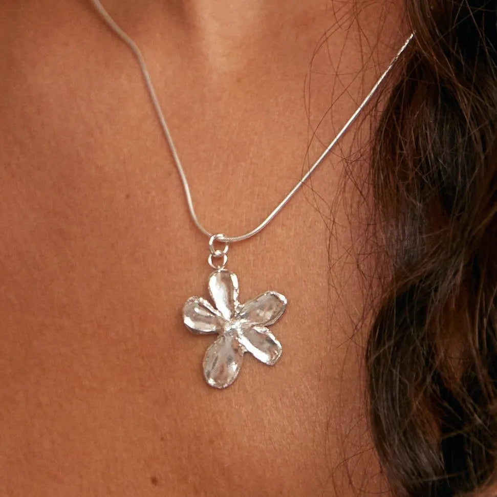 Silver Blossom Flower Necklace