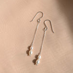 Silver Chain Pearl Drop Hook Earrings