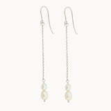 Silver Chain Pearl Drop Hook Earrings