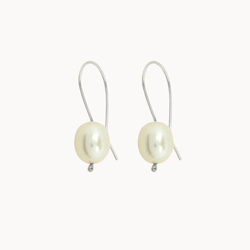 Silver Classic Pearl Hook Earrings