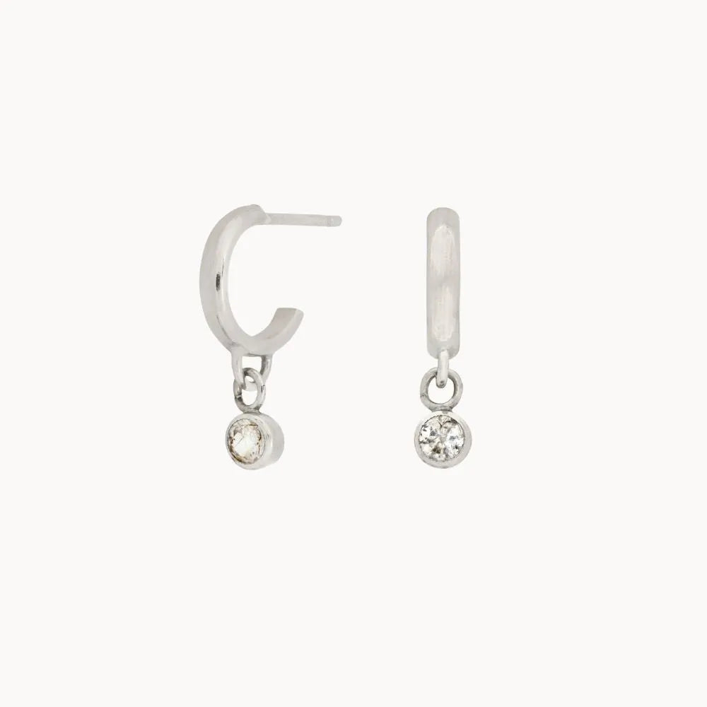 Silver Dainty Diamond Earring Set