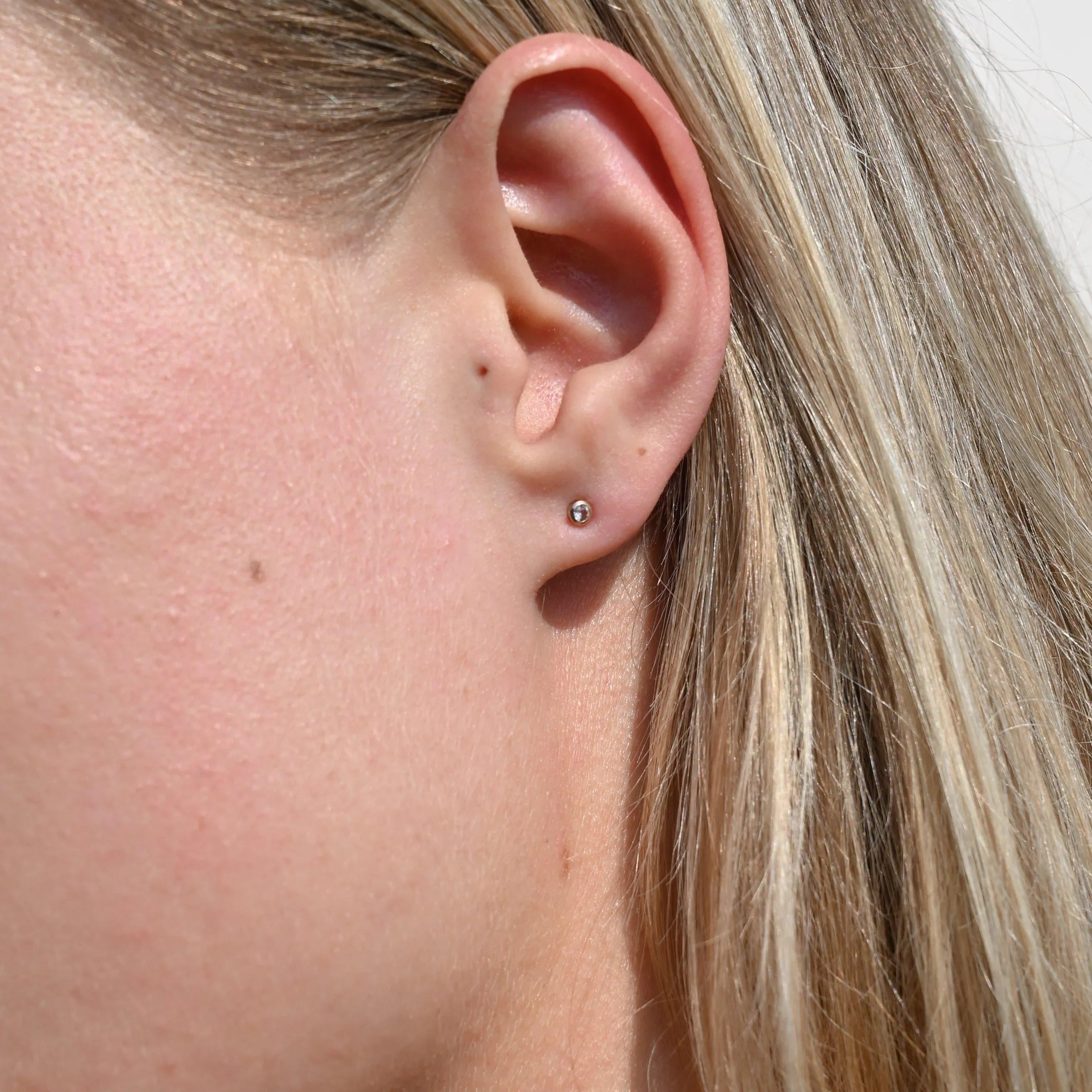 Silver Dainty Diamond Stud Earrings