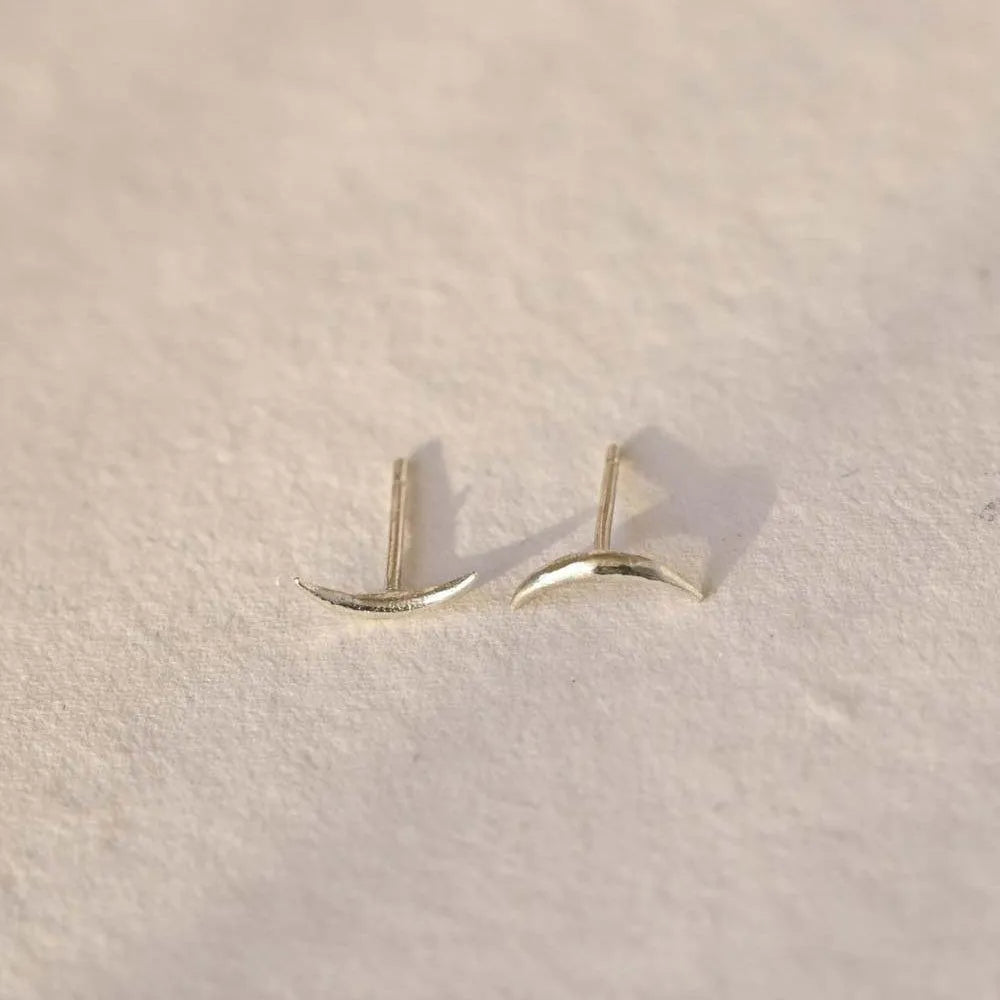 Silver Dainty Eclipse Stud Earrings