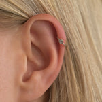 Silver Diamond Cartilage Helix Hoop Earrings