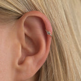 Silver Diamond Cartilage Helix Hoop Earrings