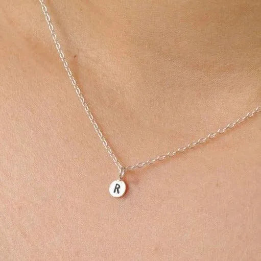 Silver Dot Necklace With Initial