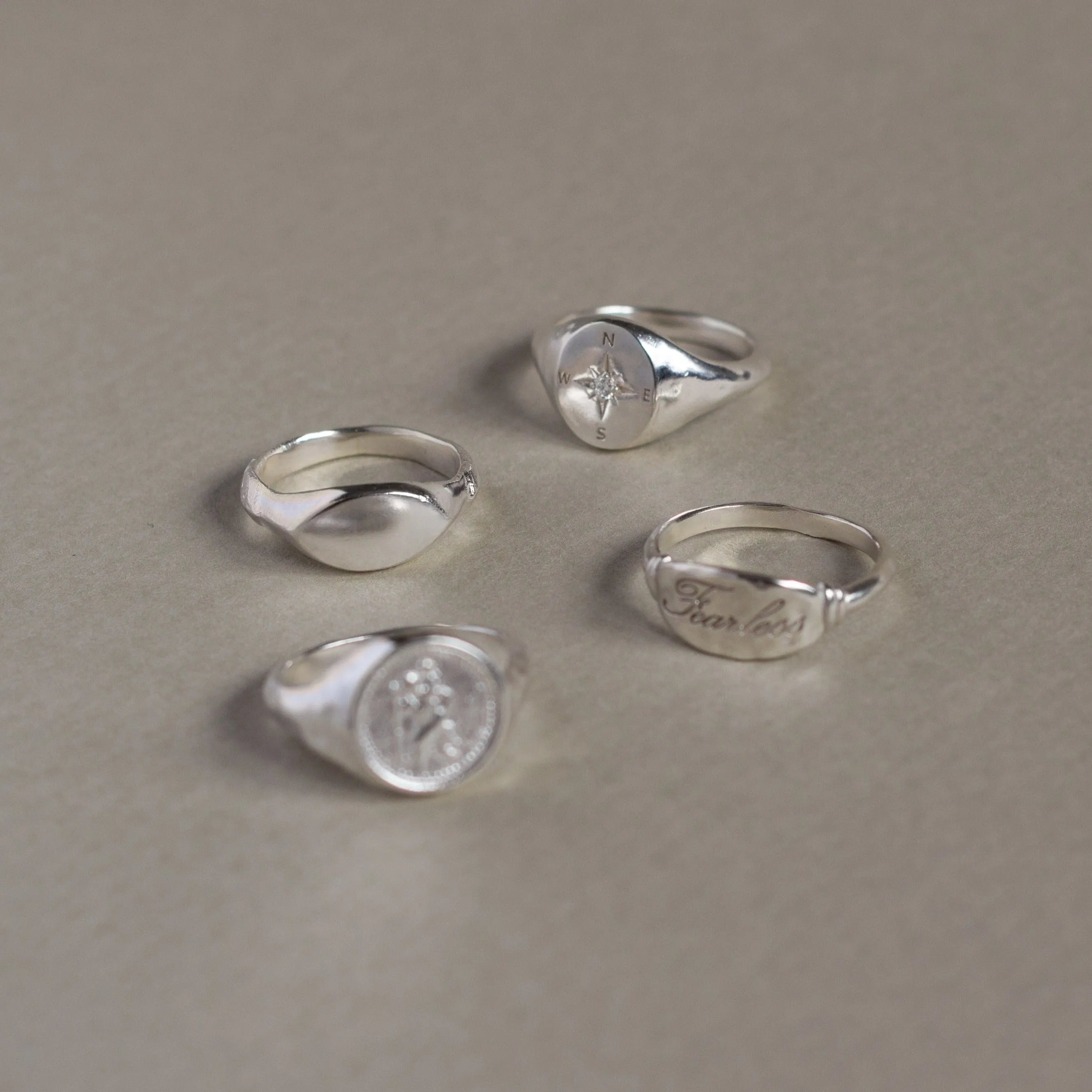 Diamond Compass Signet Ring