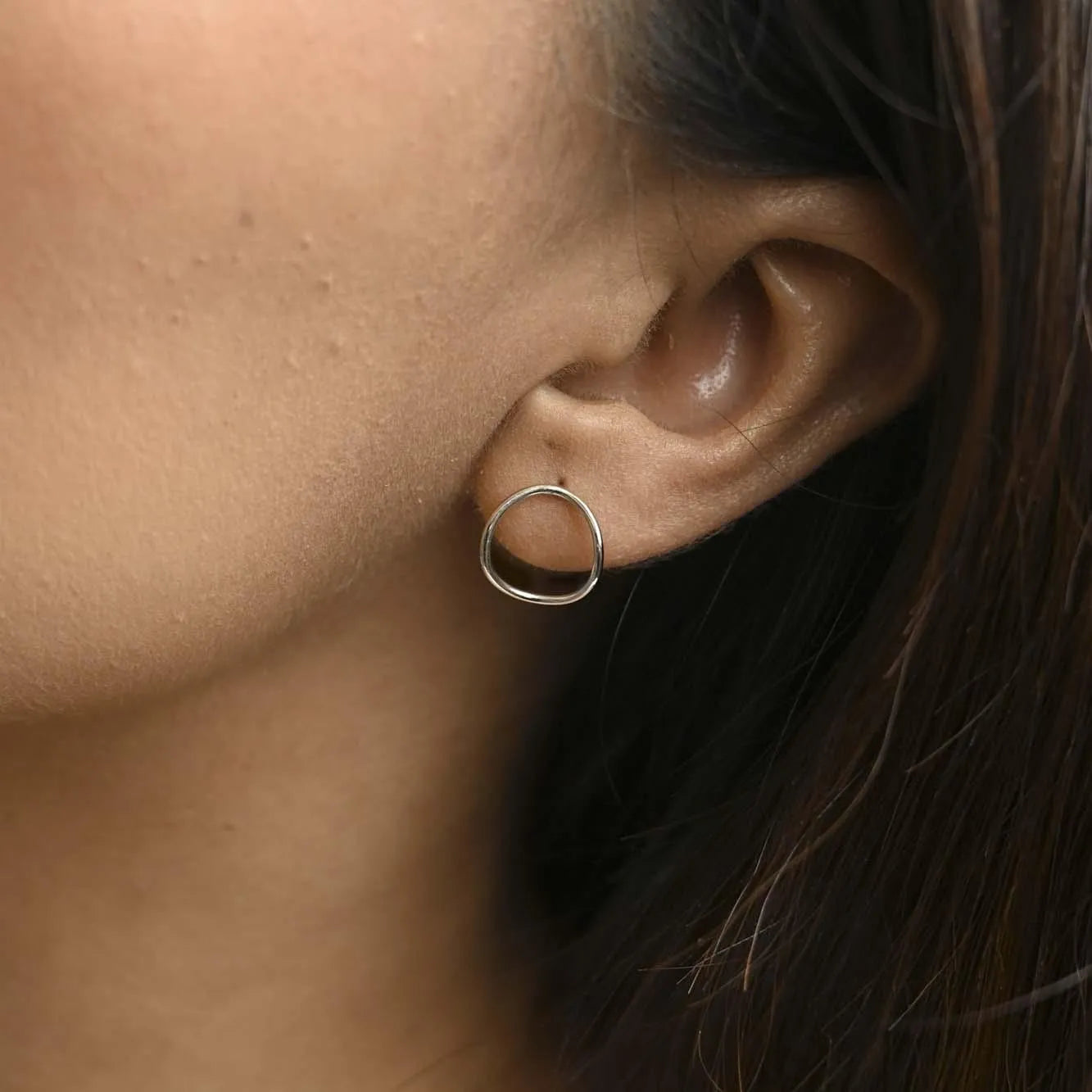 Silver Flow Stud Earrings