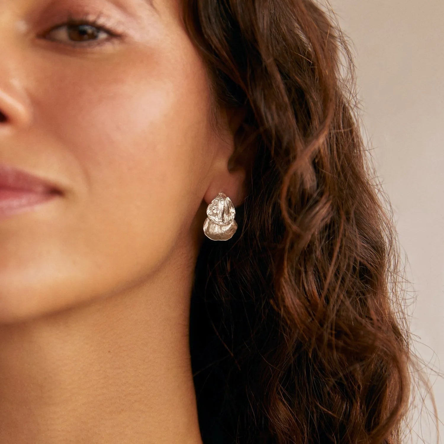 Silver Flower Petal Drop Earrings