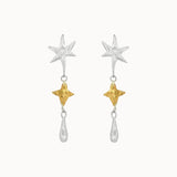 Silver & Gold Shooting Star Dangle Earrings