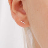 Silver Hammered Bar Earrings