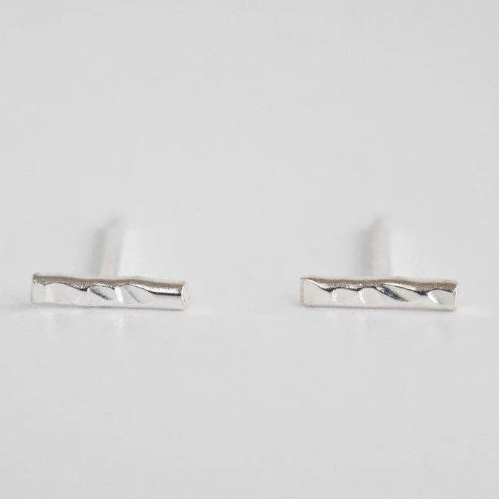 Silver Hammered Bar Earrings
