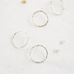 Silver Hammered Large Circle Stud Earrings