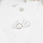 Silver Hammered Small Circle Stud Earrings