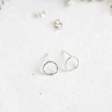 Silver Hammered Small Circle Stud Earrings