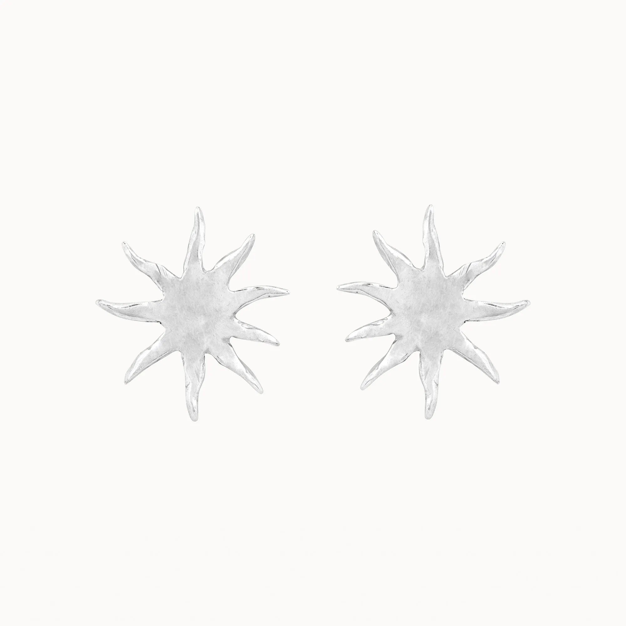 Silver Large Sun Earrings