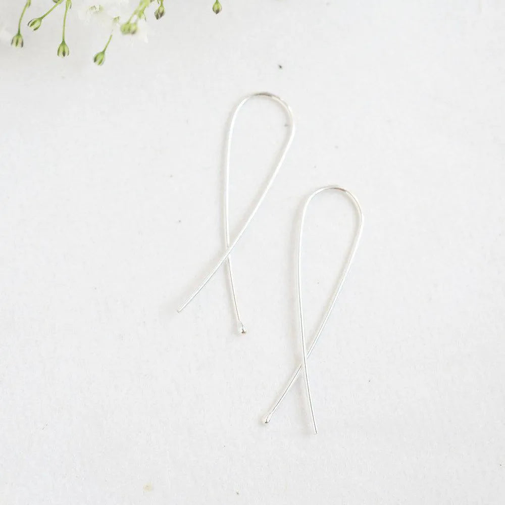Silver Long Twist Earrings