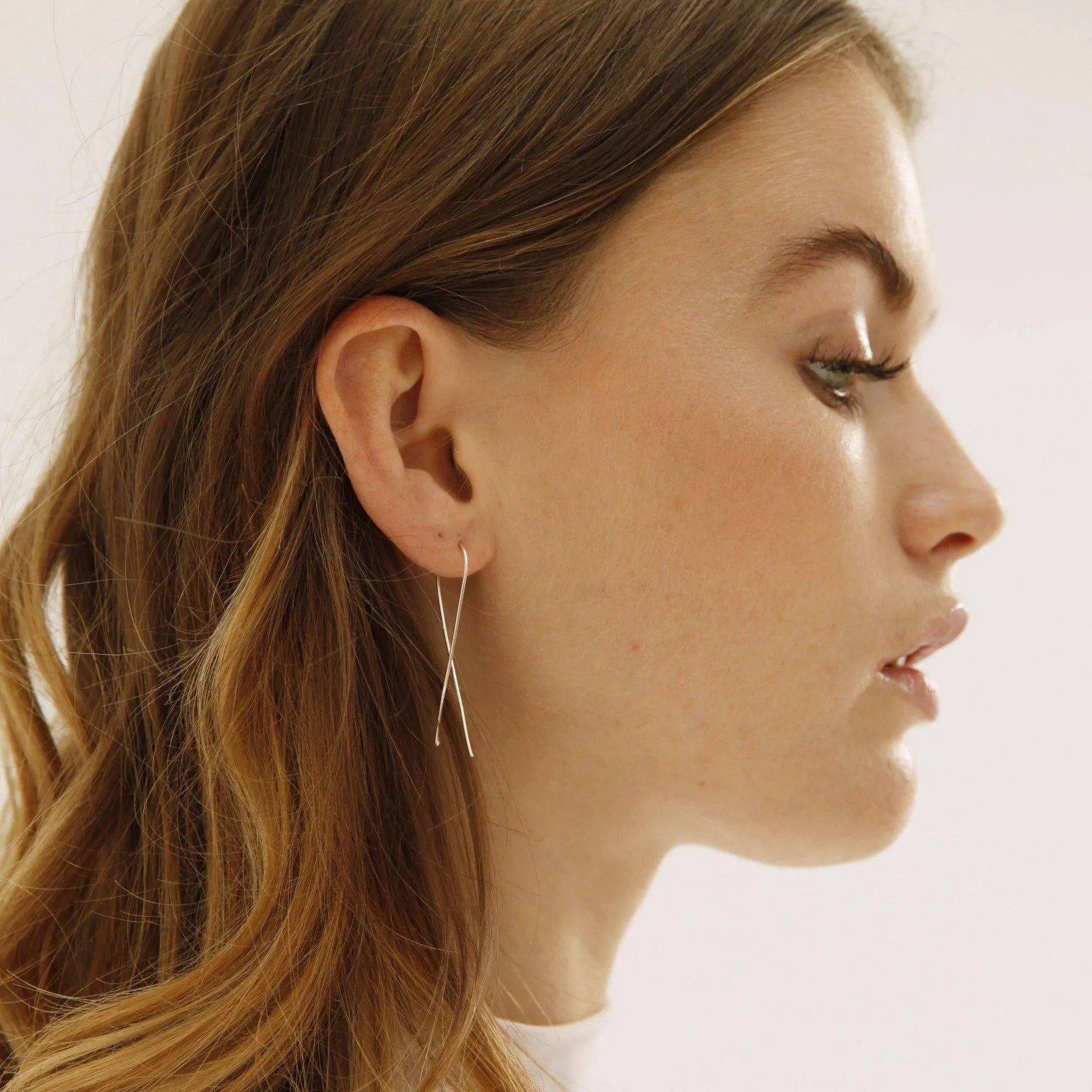 Silver Long Twist Earrings