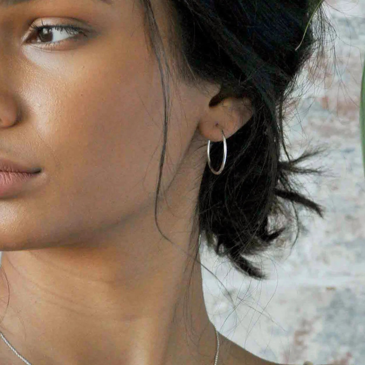 Silver Medium Delicate Hoop Earrings