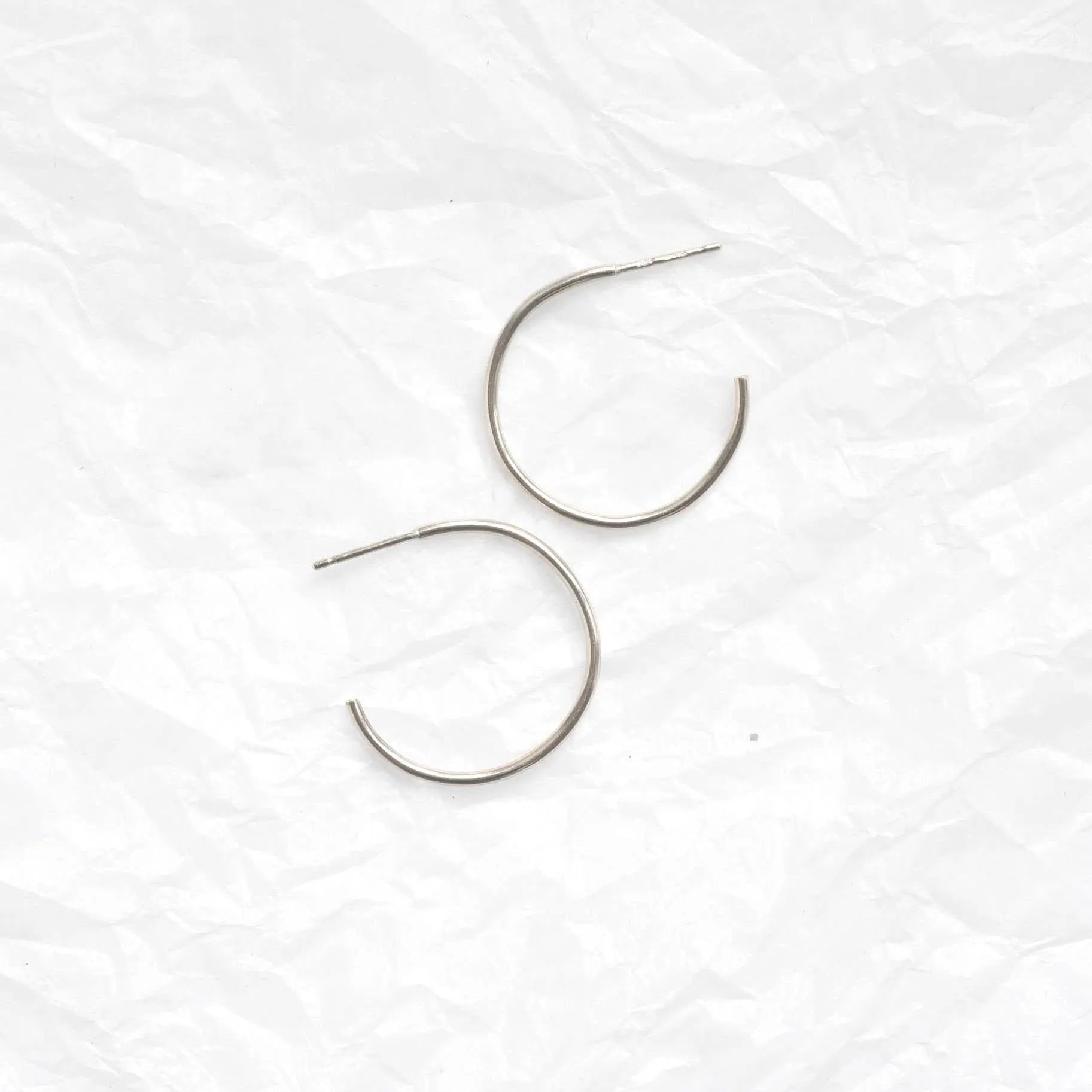 Silver Medium Delicate Hoop Earrings