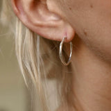 Silver Medium Organic Hoop Earrings