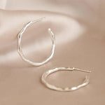 Silver Medium Organic Hoop Earrings