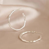 Silver Medium Organic Hoop Earrings