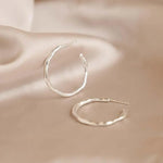 Silver Medium Organic Hoop Earrings