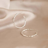 Silver Medium Organic Hoop Earrings