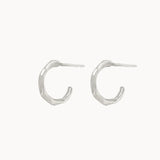 Silver Mini Organic Hoop Earrings