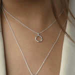 Silver Organic Circle Pendant Necklace