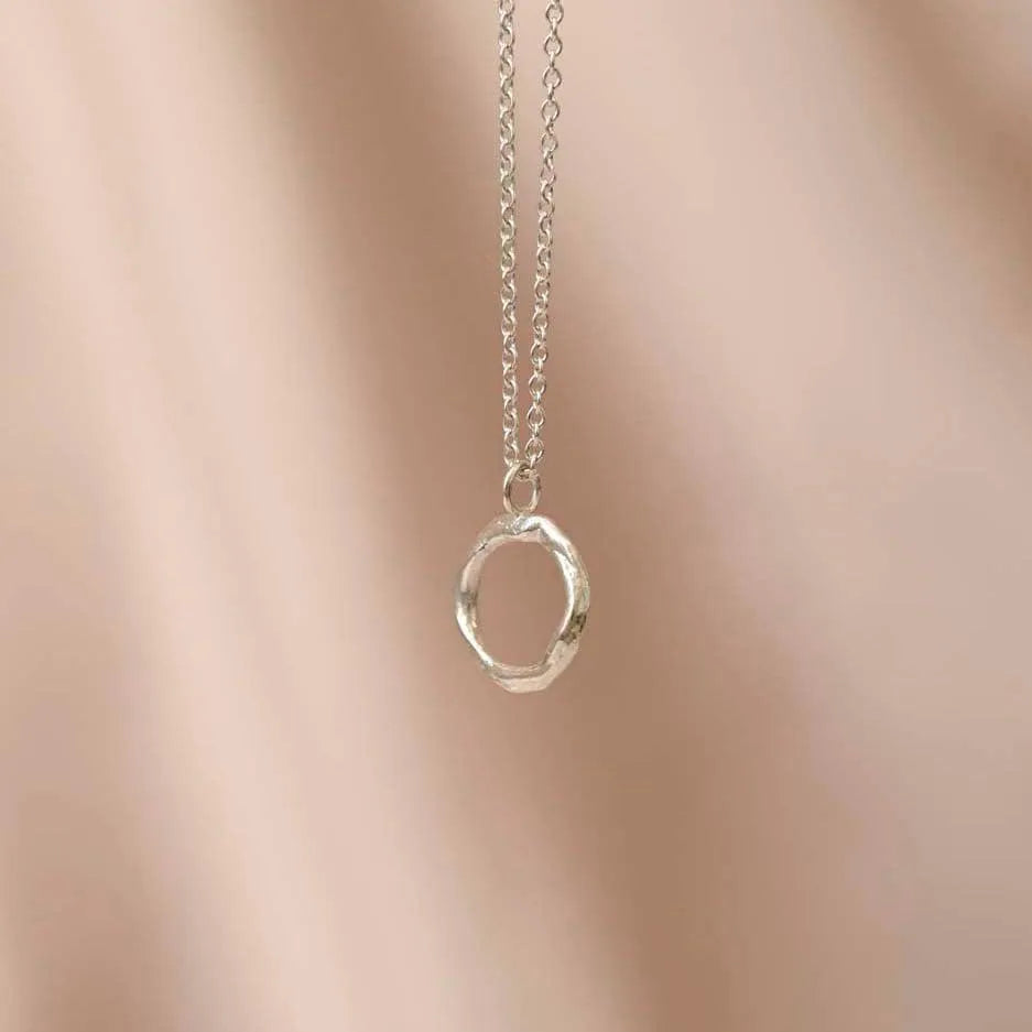 Silver Organic Circle Pendant Necklace
