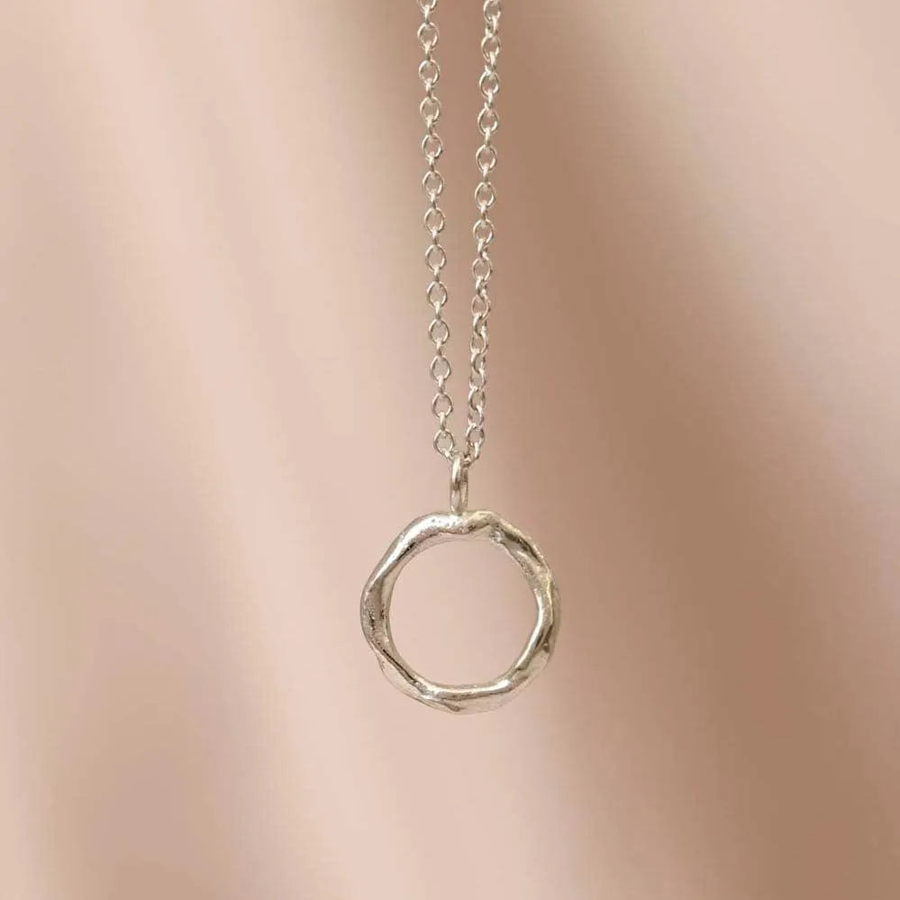Silver Organic Circle Pendant Necklace