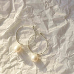 Silver Pearl Hoops