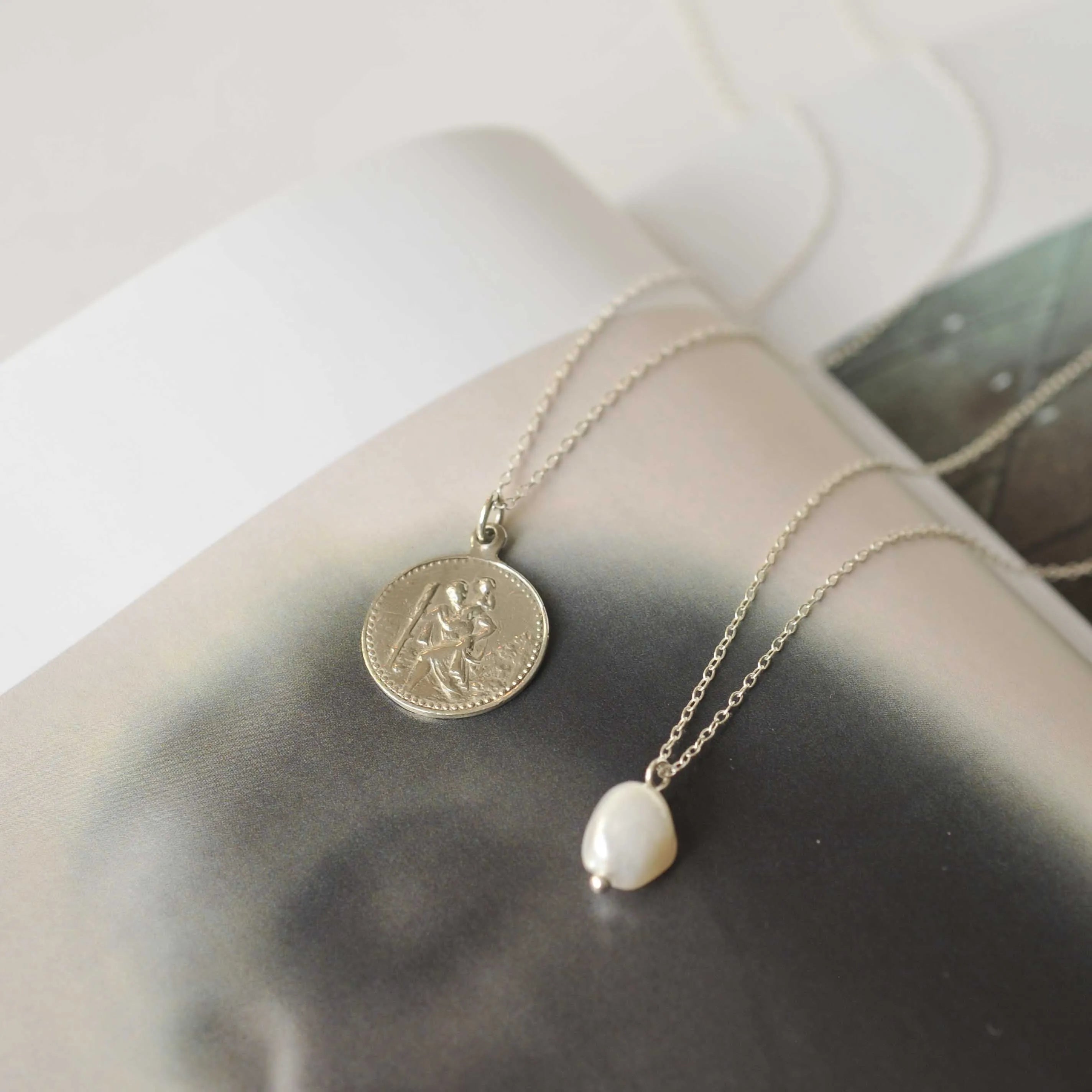 Silver Pearl Pendant Necklace