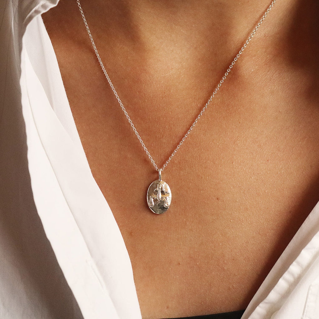 Silver Personalised Libra Necklace
