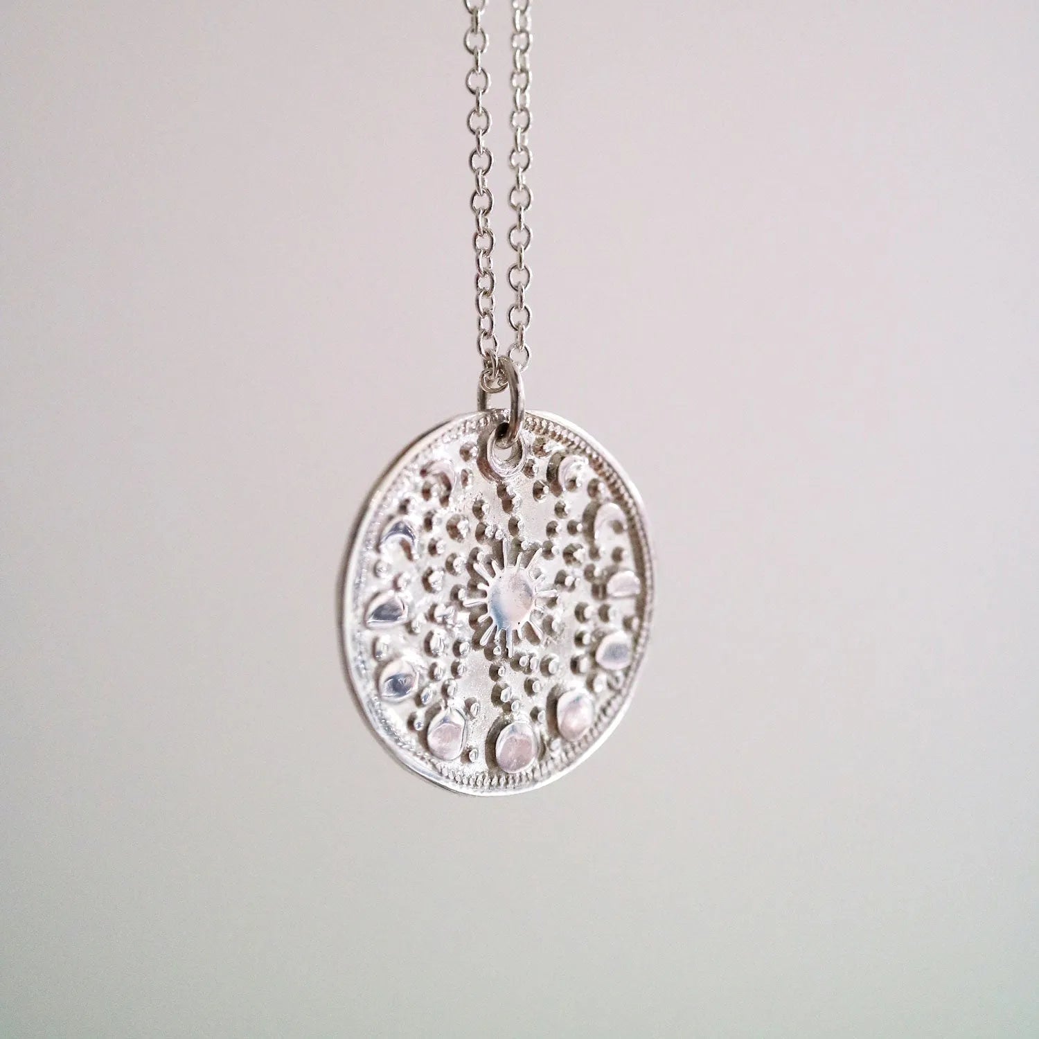 Silver Personalised Moonphase Necklace