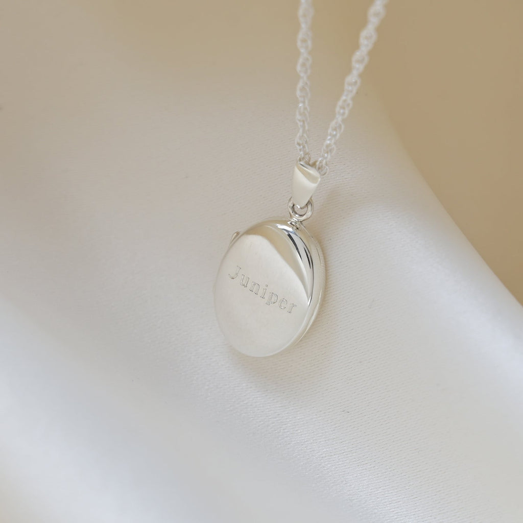 Silver Personalised Oval Locket Necklace