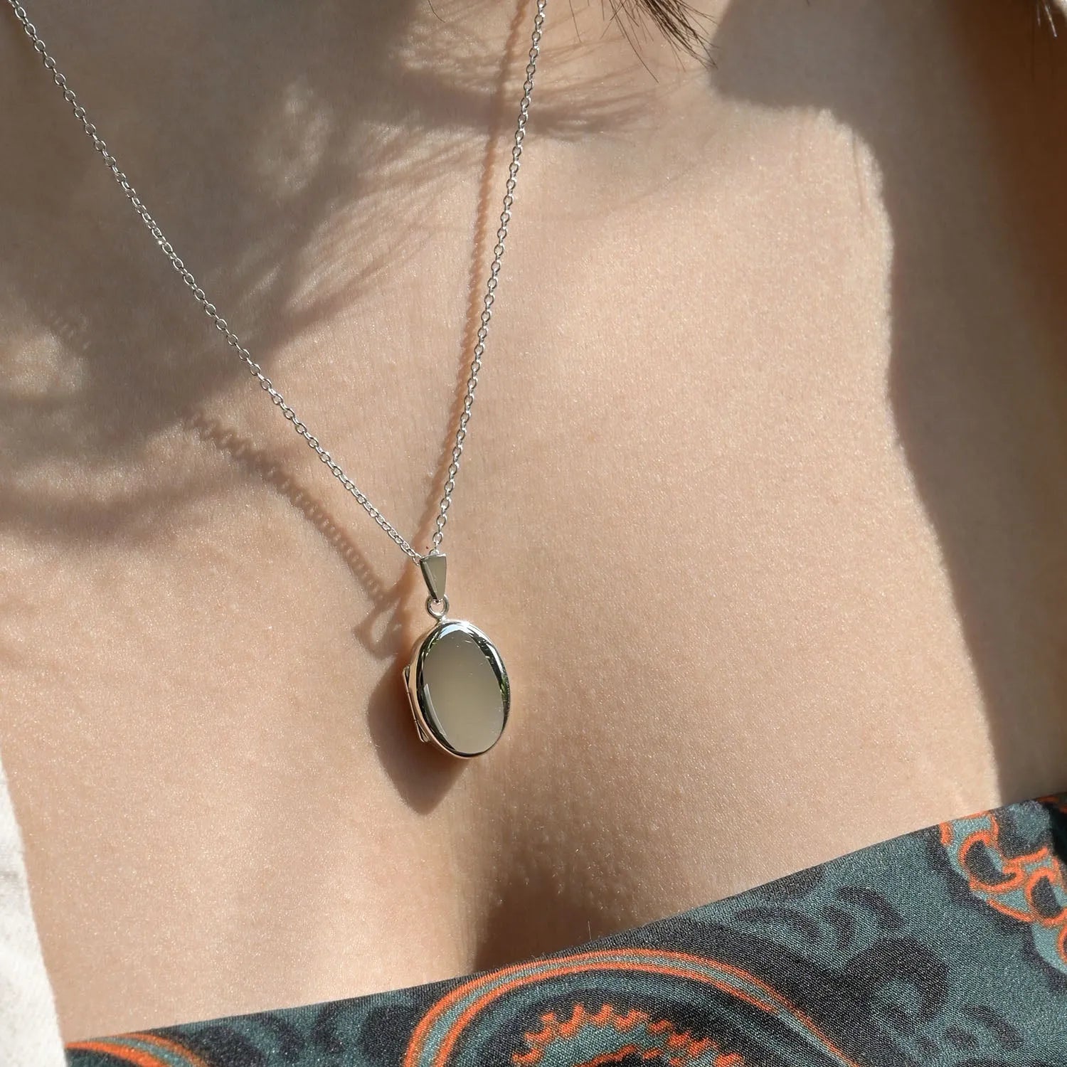 Silver Personalised Oval Locket Necklace