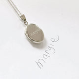 Silver Personalised Oval Locket Necklace