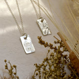 Silver Personalised Raw Rectangle Pendant Necklace