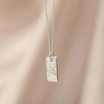 Silver Personalised Raw Rectangle Pendant Necklace