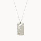 Silver Personalised Raw Rectangle Pendant Necklace