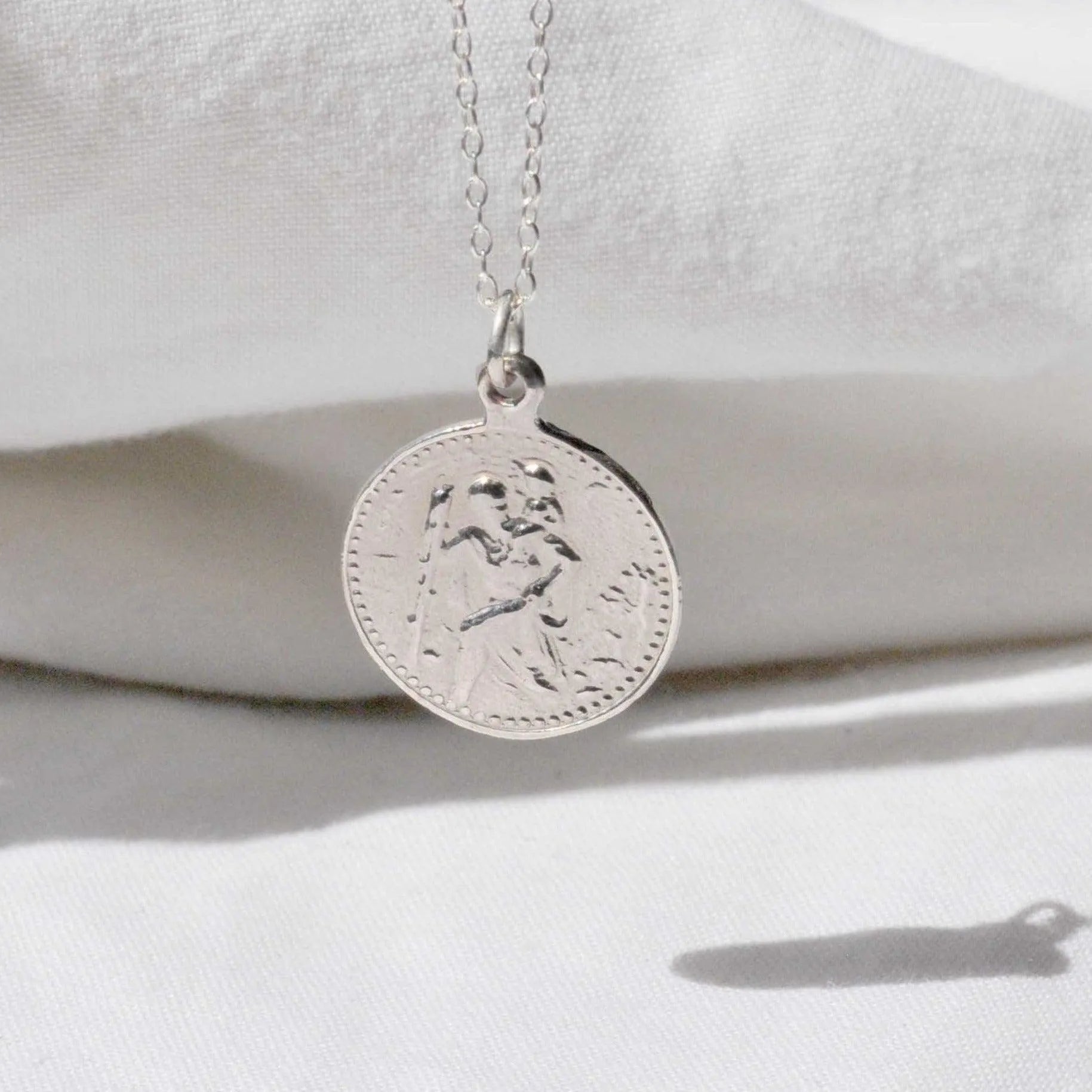 Silver Personalised Saint Christopher Medallion Necklace