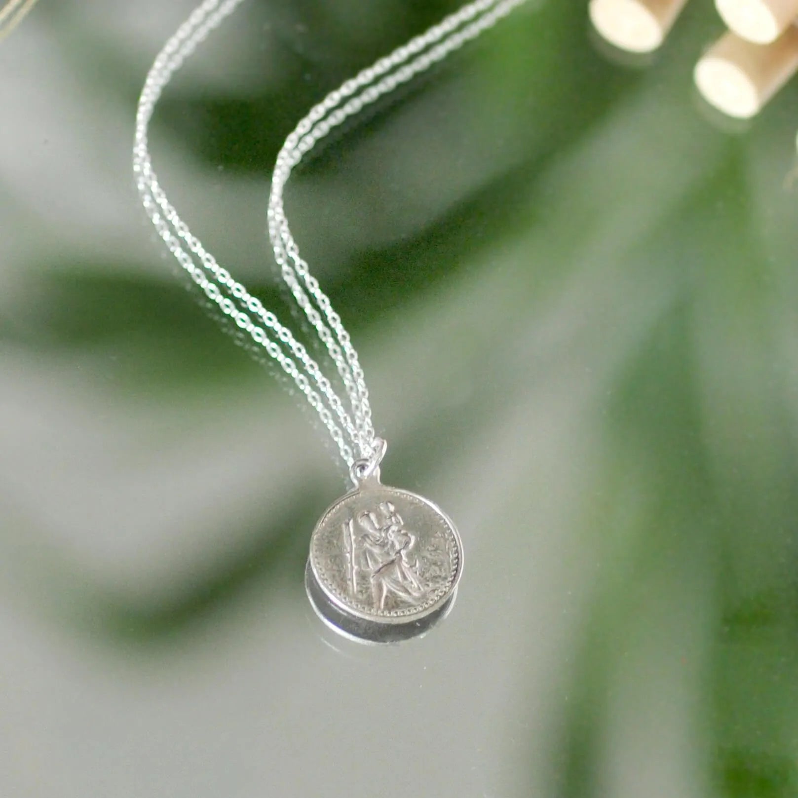 Silver Personalised Saint Christopher Medallion Necklace